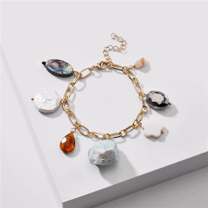 Summer Natural Stone Pearl Charm Bracelets