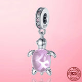 925 Silver CZ Sea Turtle Charm Pendant for Bracelet
