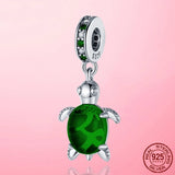 925 Silver CZ Sea Turtle Charm Pendant for Bracelet