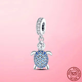925 Silver CZ Sea Turtle Charm Pendant for Bracelet
