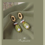 Summer 925 Silver Needle Butter Fruit Green Earrings