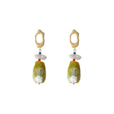 Summer 925 Silver Needle Butter Fruit Green Earrings