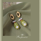 Summer 925 Silver Needle Butter Fruit Green Earrings
