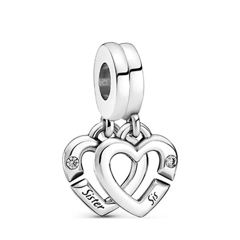 925 Silver Cat Sister 15th Celebration Bead Charm Bracelet Jewelry