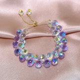 Summer Braided Crystal Charm Bracelet for Women Adjustable Cuff Bracelet