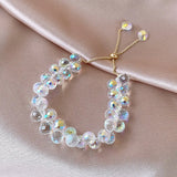 Summer Braided Crystal Charm Bracelet for Women Adjustable Cuff Bracelet