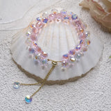 Summer Braided Crystal Charm Bracelet for Women Adjustable Cuff Bracelet