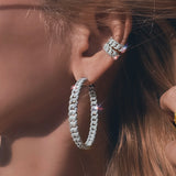 Summer Cuban Chain Hoop Earring Cz Paved Wedding Party Circle Ear Jewelry