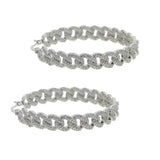 Summer Cuban Chain Hoop Earring Cz Paved Wedding Party Circle Ear Jewelry