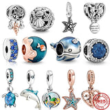 Summer Glass Turtle Starfish Sea Horse Silver 925 Charm Bead