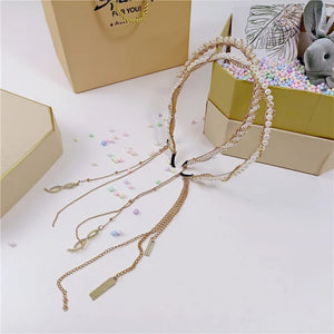 Summer Hairband Female Pearl Tassel Hair Clip Hairpin Fairy Gas Headband