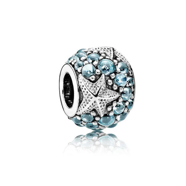 Ocean Mermaid Fish Starfish Silver Charm Bead for Bracelet DIY