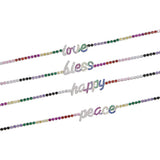 Rainbow Letter Charm Tennis Chain Necklace Women Colorful Cz Choker Jewelry