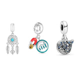 925 Silver Mermaid Whale Shark Cactus Charm Bracelet DIY Jewelry