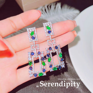 Summer Water Drop Stone Stud Earrings Women's Garden Series