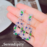 Summer Water Drop Stone Stud Earrings Women's Garden Series