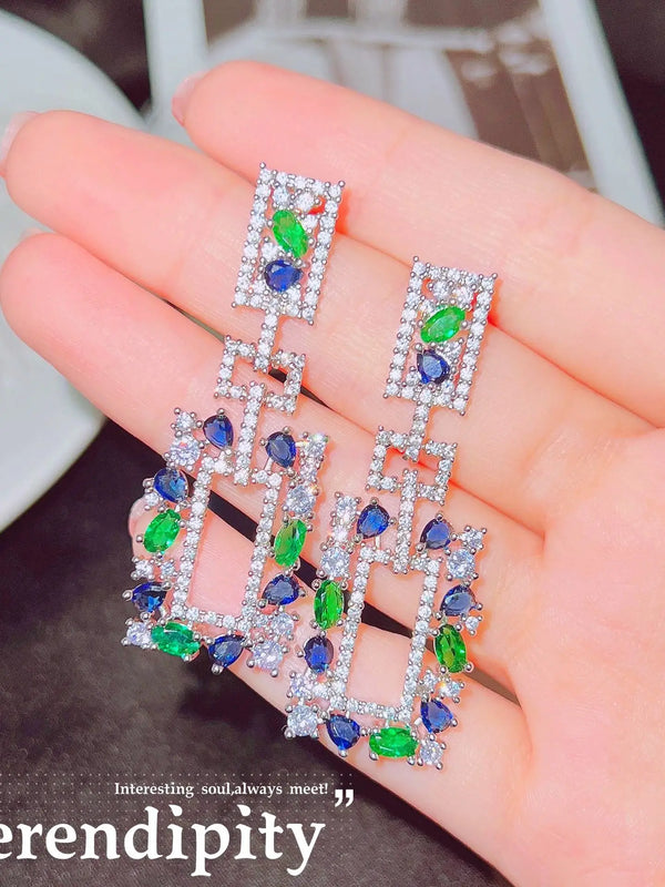 Summer Water Drop Stone Stud Earrings Women's Garden Series