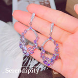 Summer Water Drop Lavender Stud Earrings for Women Purple High Carbon Diamond