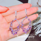 Summer Water Drop Lavender Stud Earrings for Women Purple High Carbon Diamond