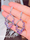 Summer Water Drop Lavender Stud Earrings for Women Purple High Carbon Diamond