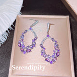 Summer Water Drop Lavender Stud Earrings for Women Purple High Carbon Diamond