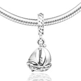Summer Ocean Sail Boat Dangle Charm Sterling Silver Jewelry