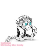 925 Silver Sparkling Monkey Charm Fits Bracelets