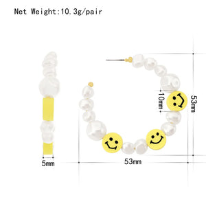 Summer Oversize Pearl Hoop Earrings For Women