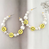 Summer Oversize Pearl Hoop Earrings For Women