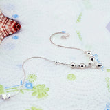 Women's 925 Silver Anklet Silver Frosted Beads Ankle Silver Chain