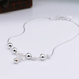Women's 925 Silver Anklet Silver Frosted Beads Ankle Silver Chain