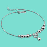 Women's 925 Silver Anklet Silver Frosted Beads Ankle Silver Chain