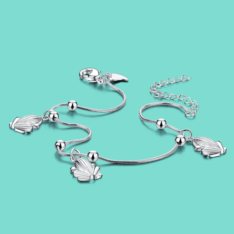 925 Silver Anklet Frog Pendant Women's Charm Body Jewelry Ankle Bracelet