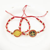 Red Saint Benedict Charm Bracelet Rosary Luck Bracelet