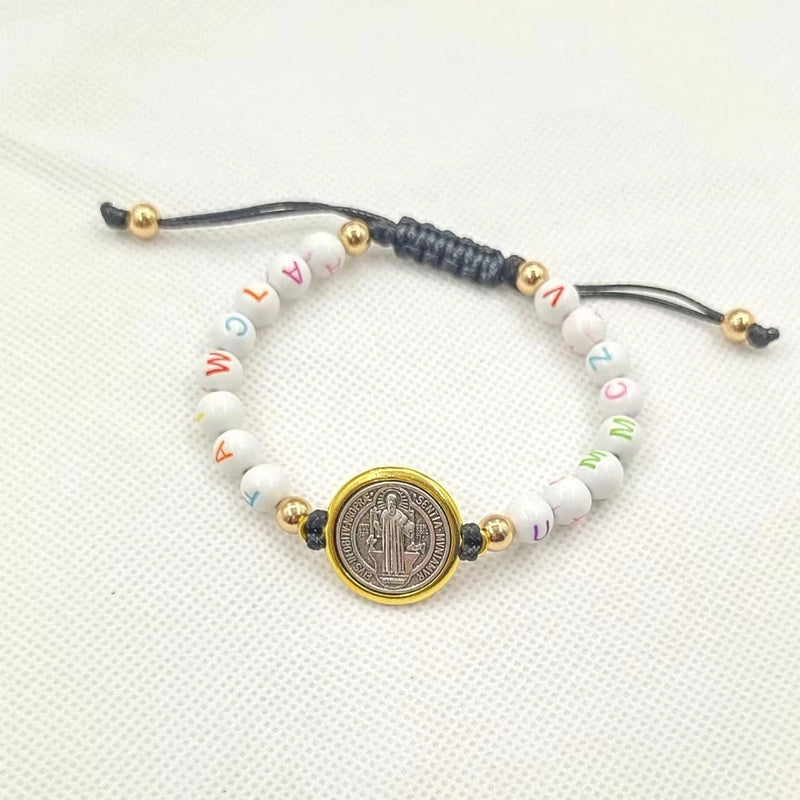 Red Saint Benedict Charm Bracelet Rosary Luck Bracelet