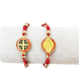 Red Saint Benedict Charm Bracelet Rosary Luck Bracelet