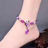 Purple Crystal Beads Adjustable Anklet
