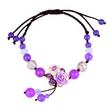 Purple Crystal Beads Adjustable Anklet