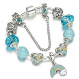 Charm Bracelet Bangle with Rainbow Love Beads