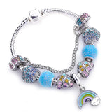 Charm Bracelet Bangle with Rainbow Love Beads