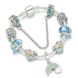 Charm Bracelet Bangle with Rainbow Love Beads