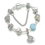 Charm Bracelet Bangle with Rainbow Love Beads