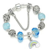 Charm Bracelet Bangle with Rainbow Love Beads