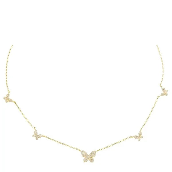 Summer Sexy CZ Butterfly Pendant Necklace For Women Gift