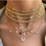 Summer Sexy CZ Butterfly Pendant Necklace For Women Gift