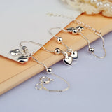 Silver Heart Anklet 925 Sterling Silver Minimalist Ankle Bracelet