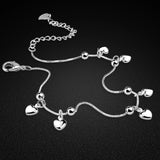 Silver Heart Anklet 925 Sterling Silver Minimalist Ankle Bracelet