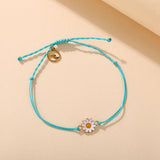 Summer Small Daisy Bracelet Adjustable Rope Chains Wave Pendants