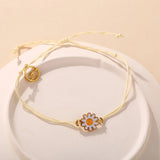 Summer Small Daisy Bracelet Adjustable Rope Chains Wave Pendants