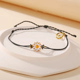 Summer Small Daisy Bracelet Adjustable Rope Chains Wave Pendants